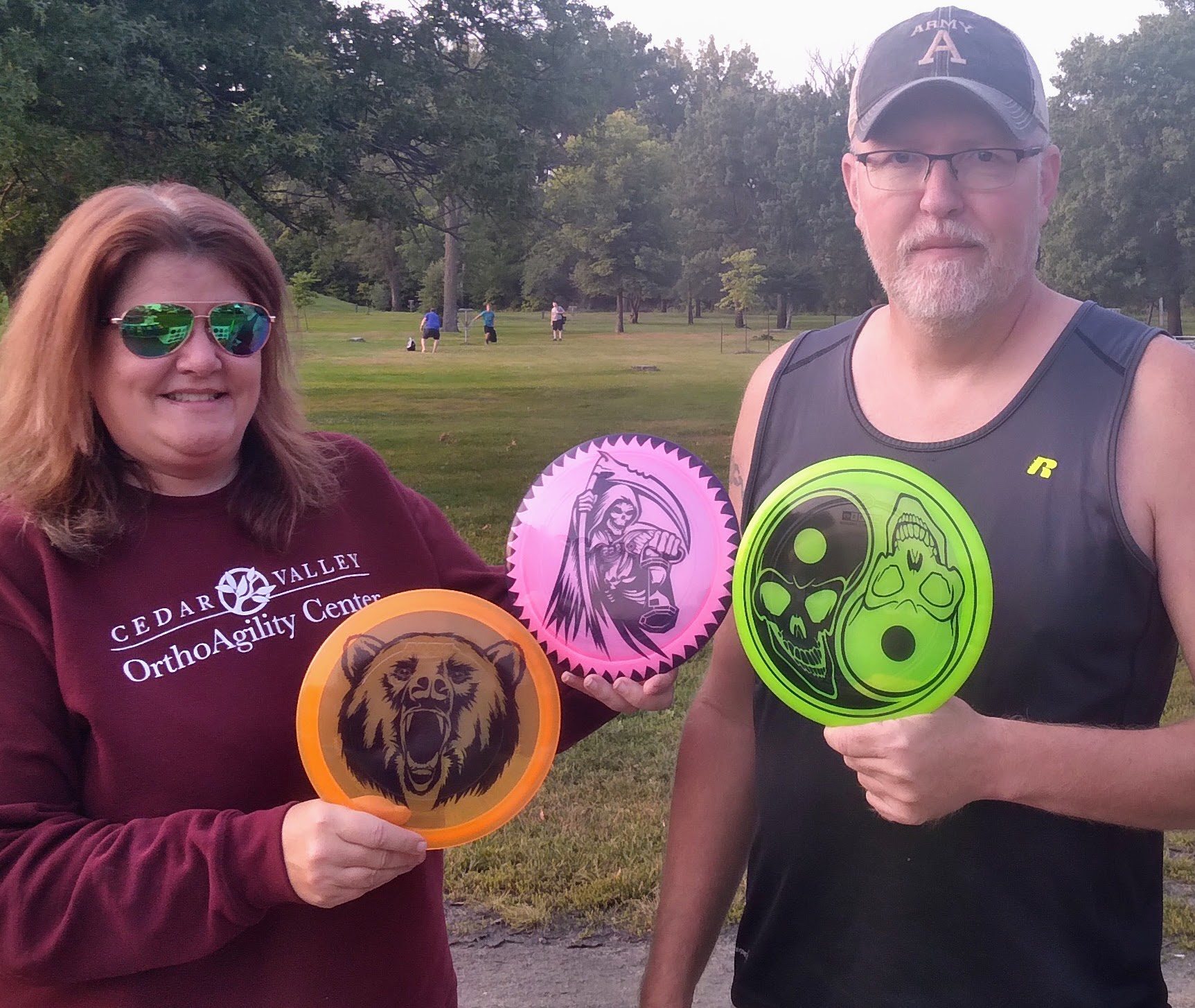 Diane and Mark love scary customdisc golf dyes